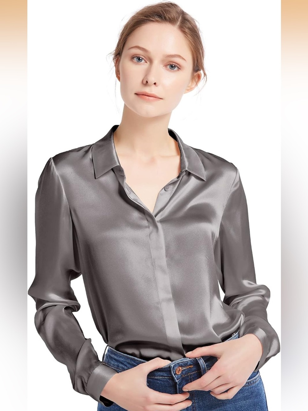 LILYSILK 100% Pure Silk Button Up Blouse